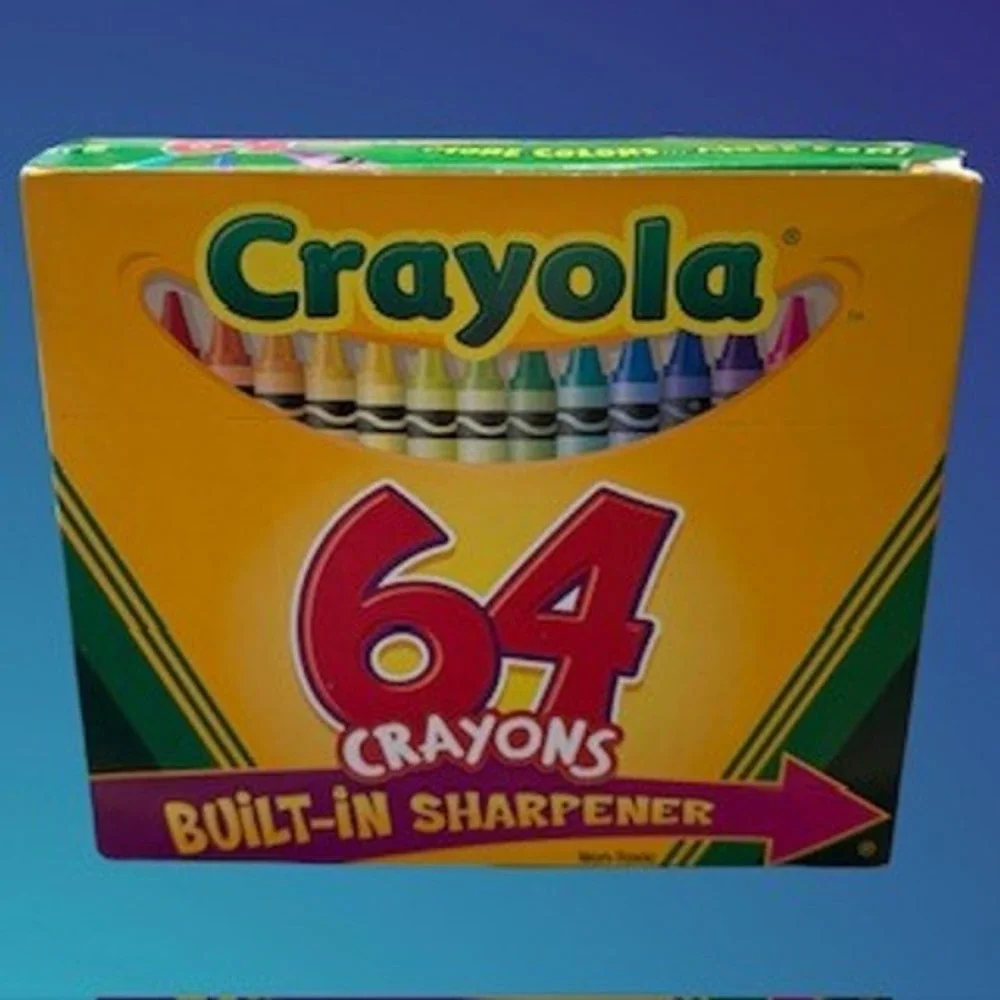 Crayola 64 Crayons Box with Built-In Sharpener Classic New Dandelion Yellow
